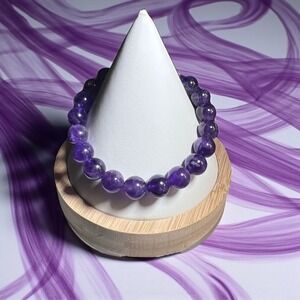 Handmade Amethyst Bead Stretch Bracelet | Healing‎ Energy Spiritual Gift